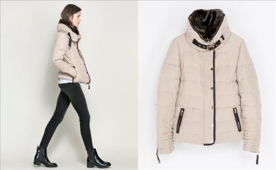 Kurtka Zara Basic puchowa M 38 beżowa PUCH damska zimowa