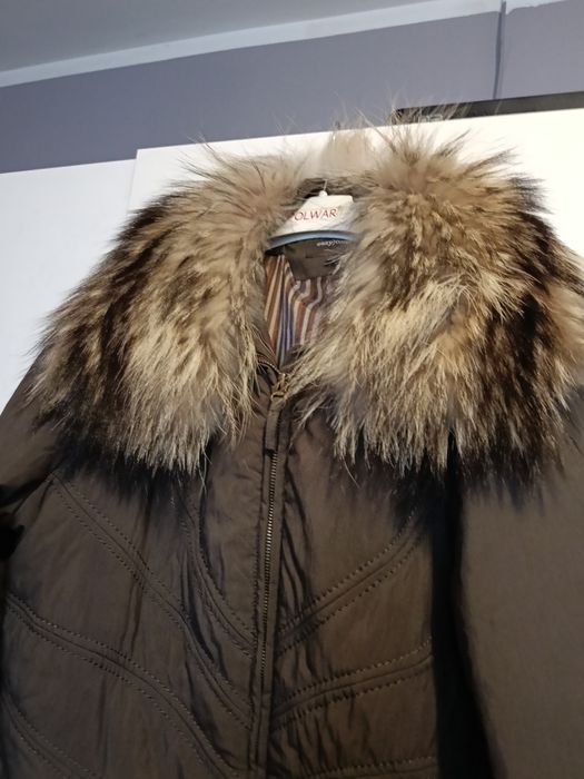 Piękna włoska kurtka puchowa jenot naturalny sml uni nową