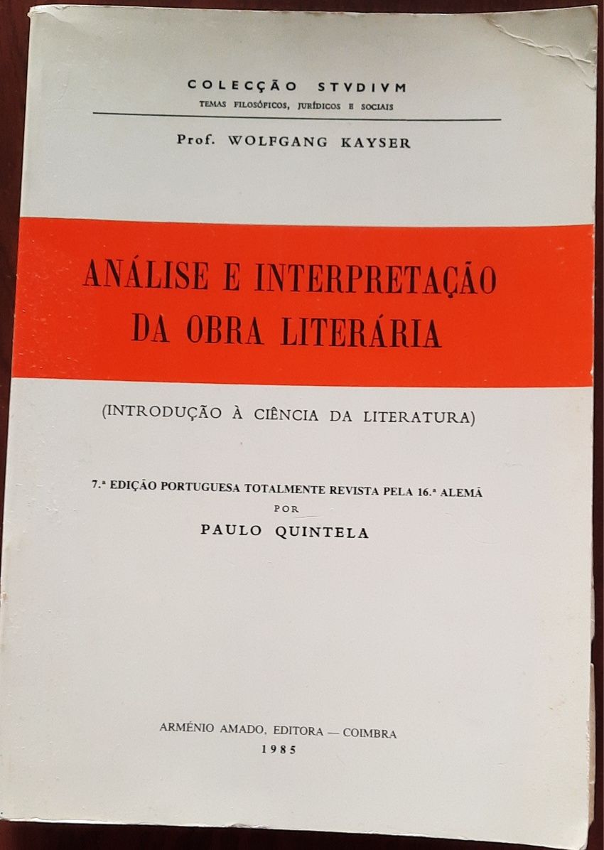 Análise e interpretação da obra literária , de Wolfgang Kayser