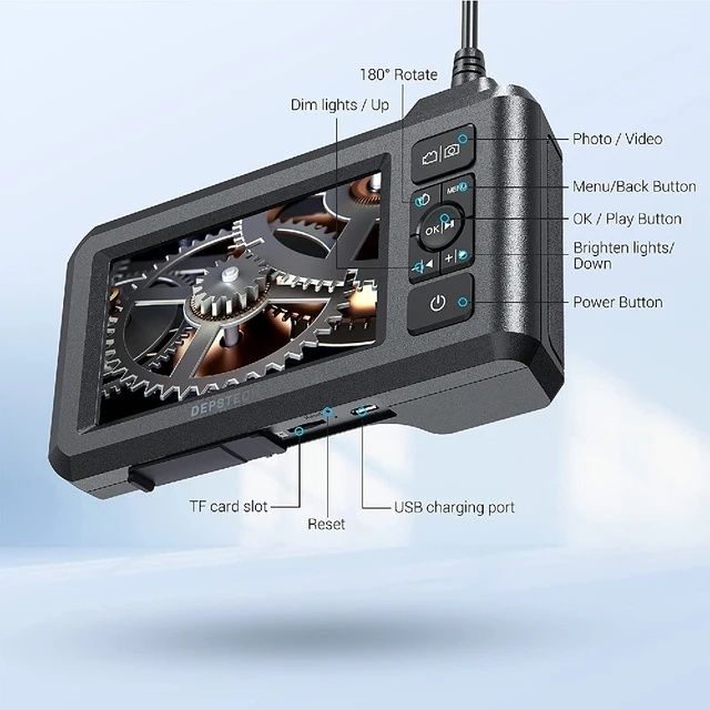 Depstech-Single & Dual Lens Endoscópio Câmera, 4,3 "IPS LCD Câmera de