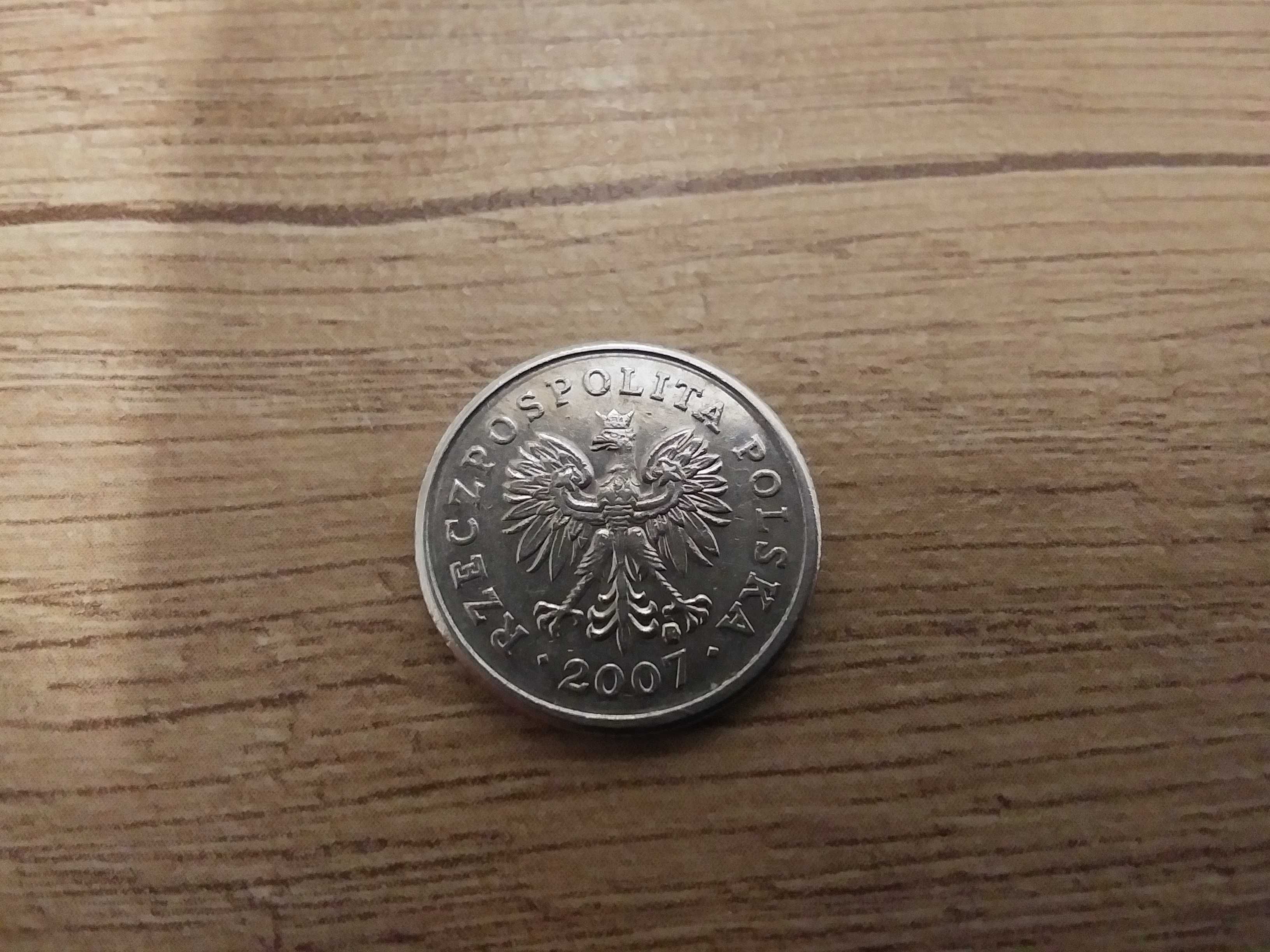 Skrętka moneta obiegowa 20 gr groszy 2007 destrukt skręcona groszówka