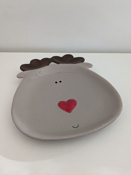 Talerz świąteczny Renifer patera na ciasto Home&You 25x29 cm