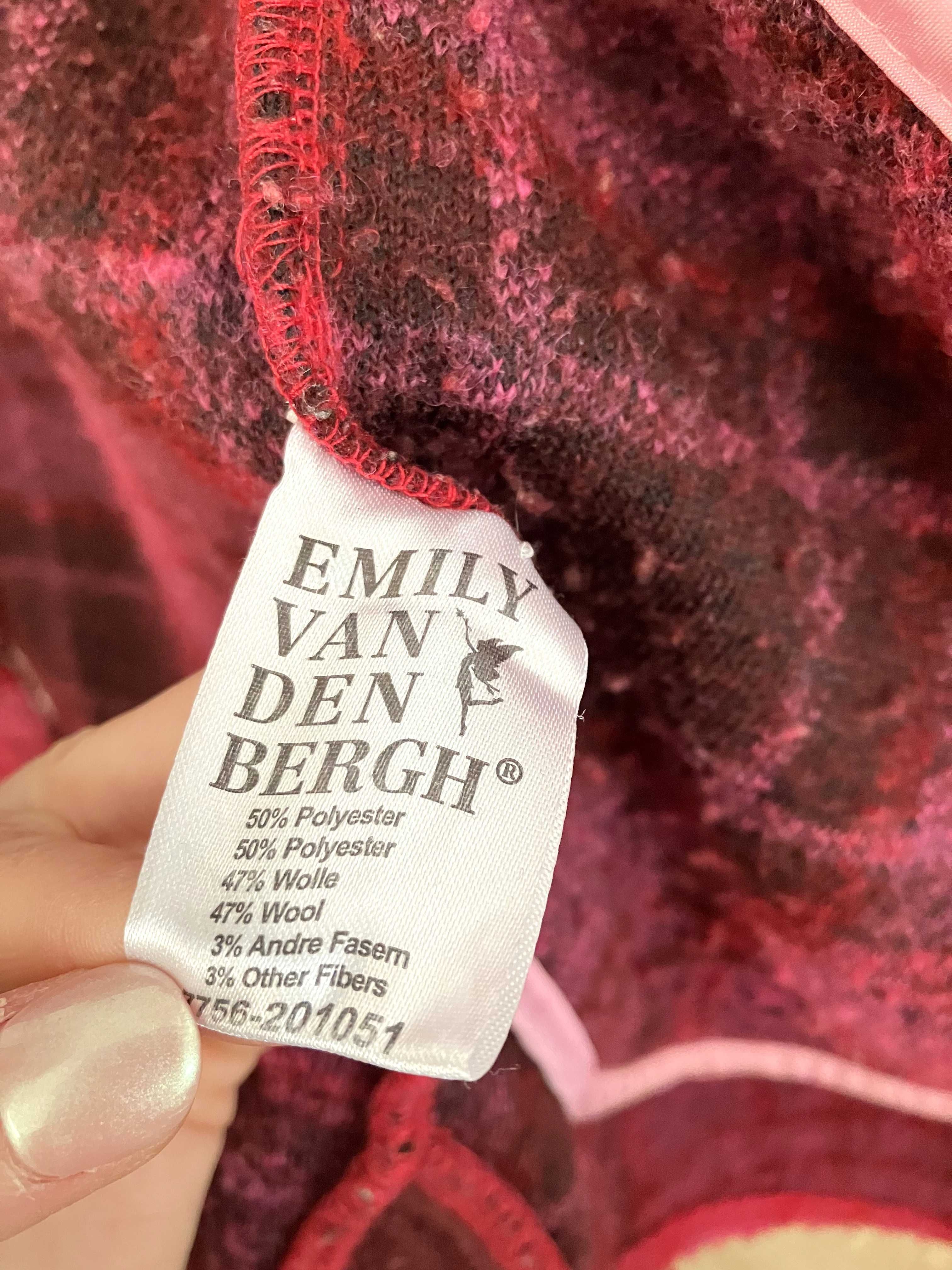 Wełniana kurtka Emily Van Den Bergh koszulowa różowa w kratę oversize