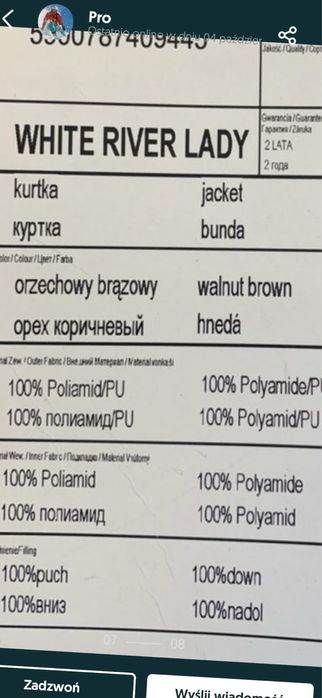 Kurtka puchowa Alpinus White River damska M kolor orzech