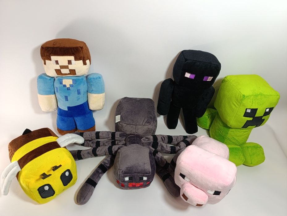 Майнкрафт м'які іграшки,Стів,Енднрмен,Бі,Павук