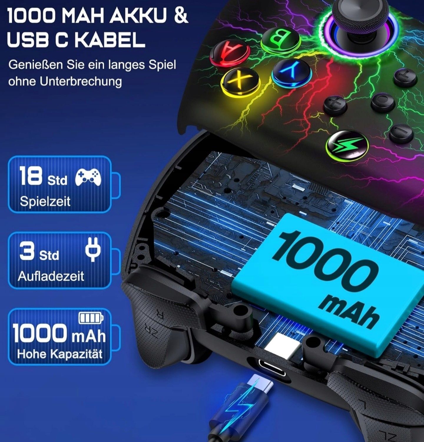 Kontroler bezprzewodowy NS/PC/Android/IOS RGB Turnbo Function