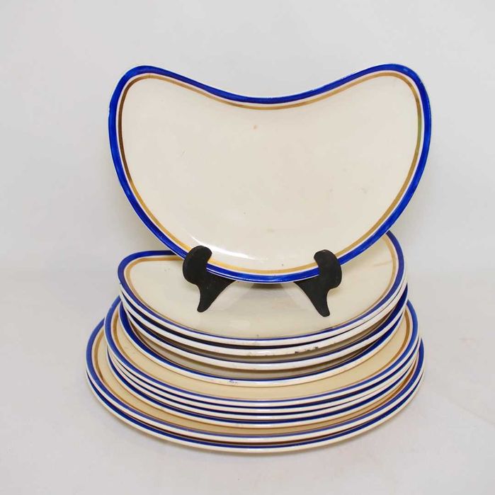 Conjunto de pratos antigos em porcelana inglesa marcados Burleigh Ware