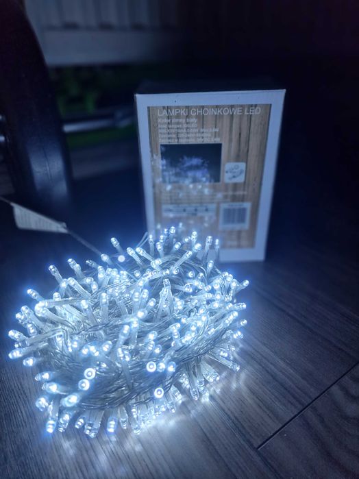 Lampki choinkowe 300led zimny biały 18m zewnętrzne wewnętrzne