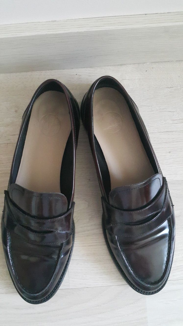 Mokasyny ciemno bordowe 39 Massimo Dutti