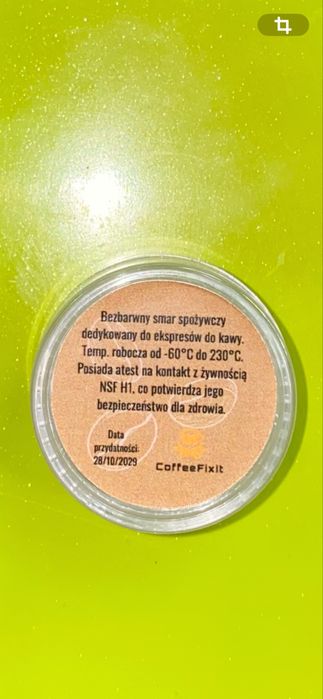 Smar spożywczy H1 5g i aplikator.  Odkamieniacz do ekspresów do kawy