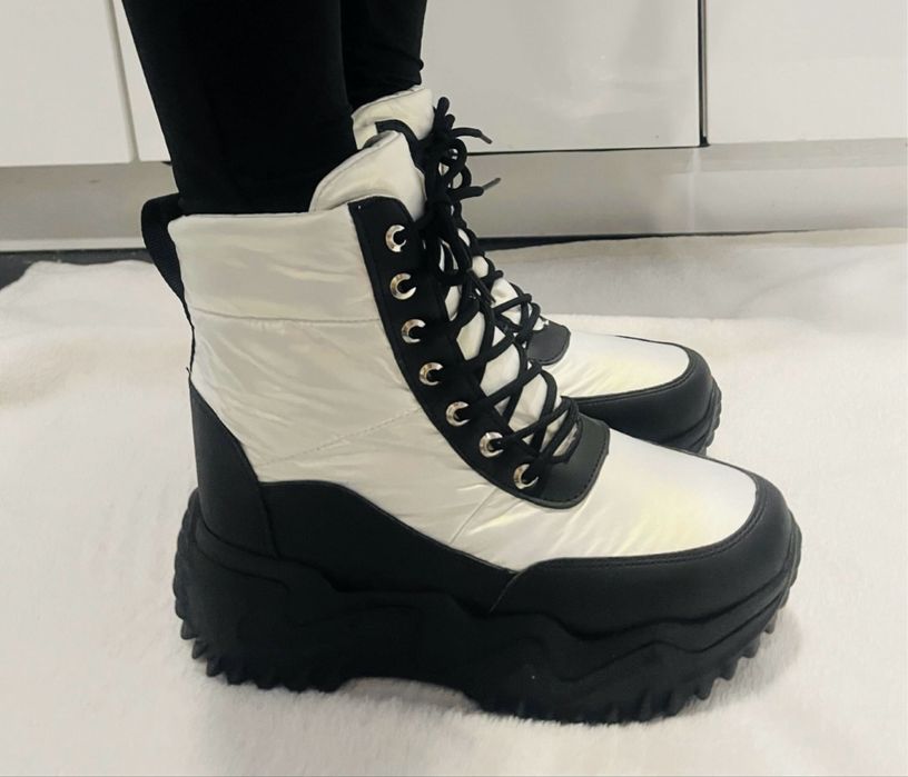 Białe śniegowce, śniegowce damskie, śniegowce młodzieżowe, kozaki, 40