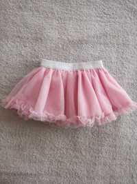 Elegancka różowa tiulowa spódnica z falbanką ok. 68 - 74 jak nowa