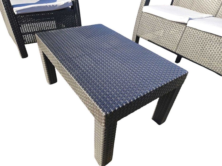 Meble ogrodowe tarasowe plastikowe technorattan HDM 4 osoby kawowy