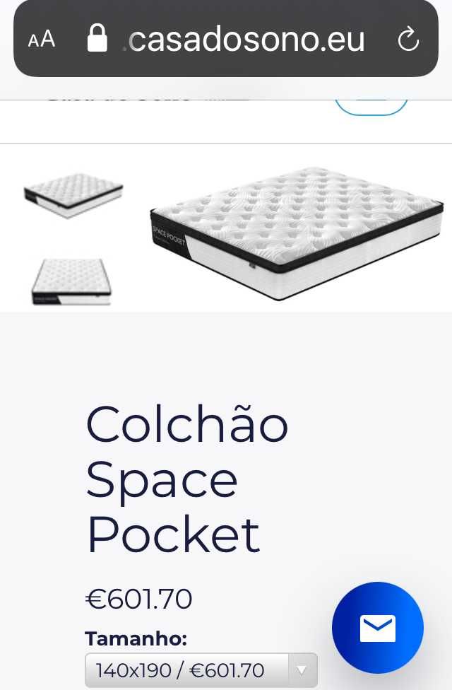 Colchão Space Pocket super novo com summier 140X190