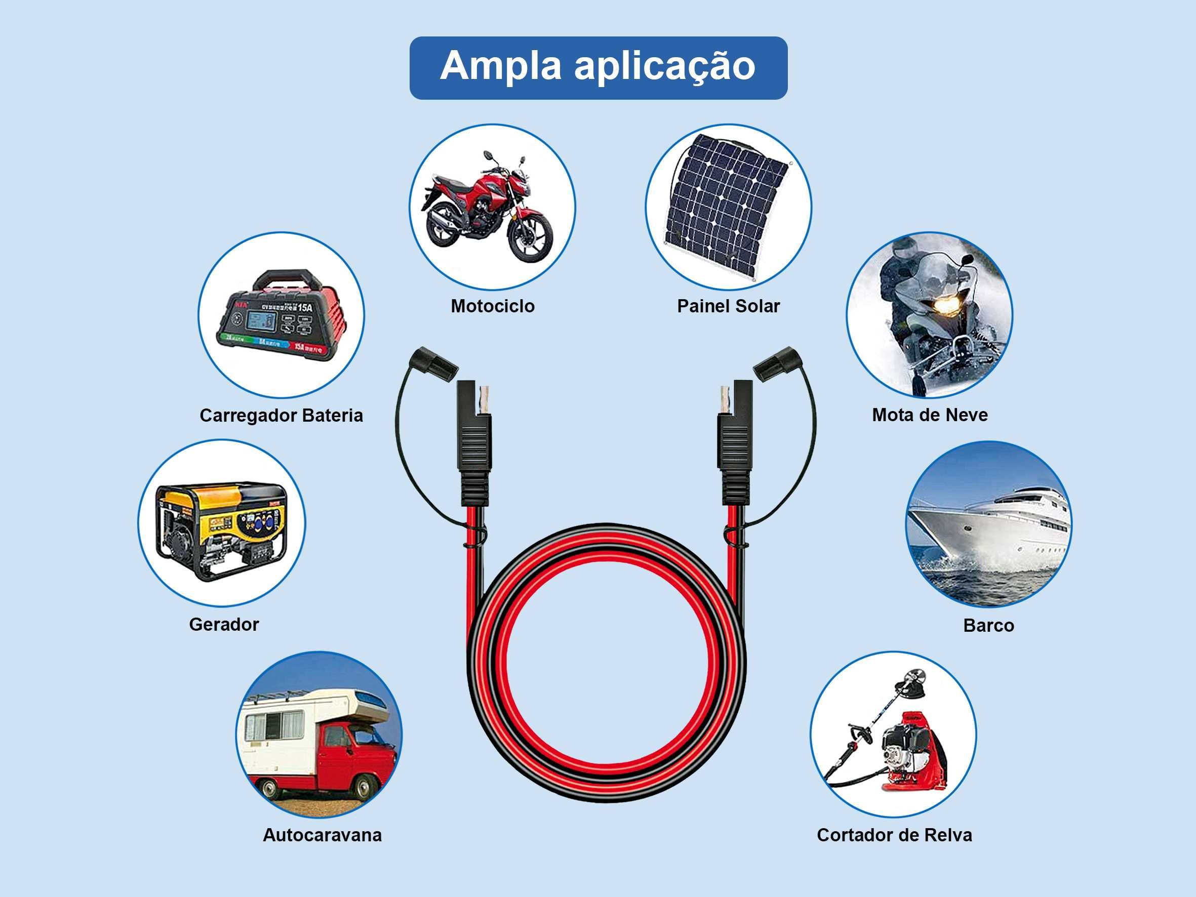 Cabo de extensão SAE para SAE de 18 AWG para ligar à bateria (1 metro)