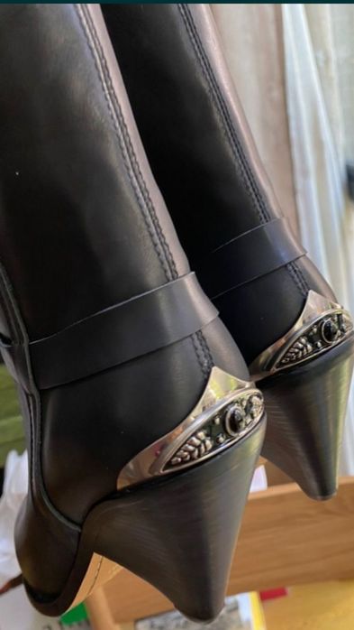 Isabel Marant kozaki kowbojki czarne skórzane metal 37 38
