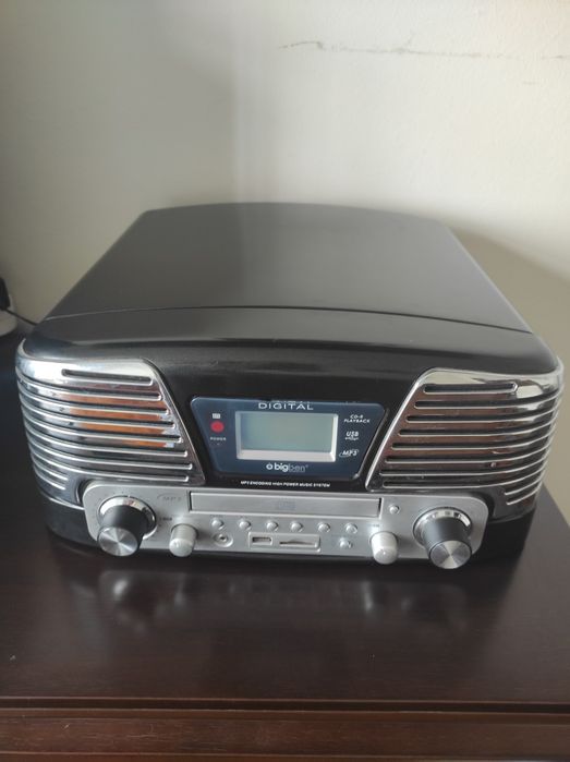Sistema de som vinil, CD, SD card, USB e rádio Big Ben