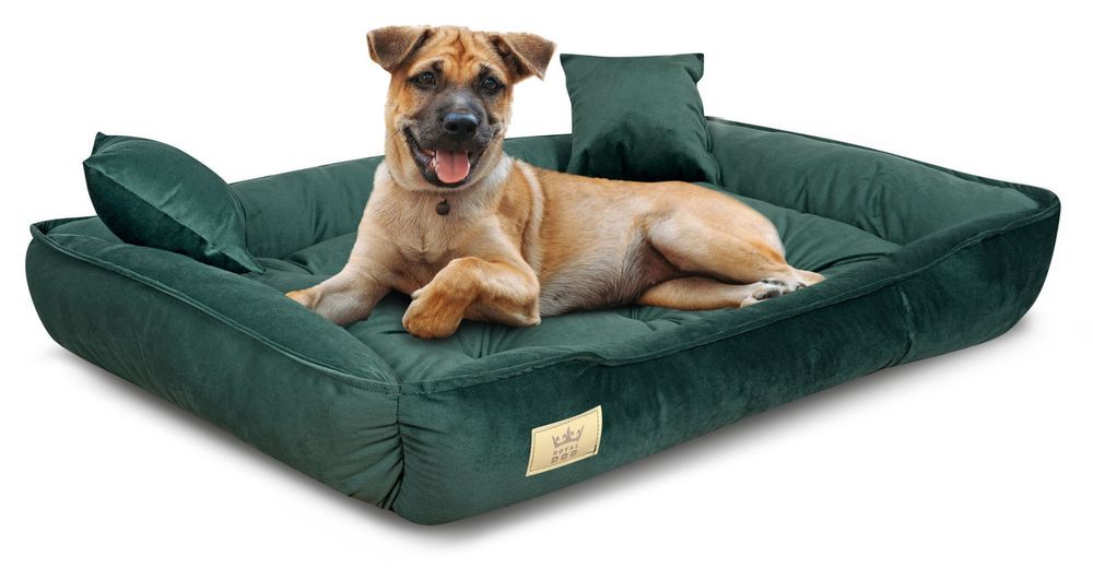 Legowisko Dla Psa Kojec 75X65 Cm Welur Ciemnozielony