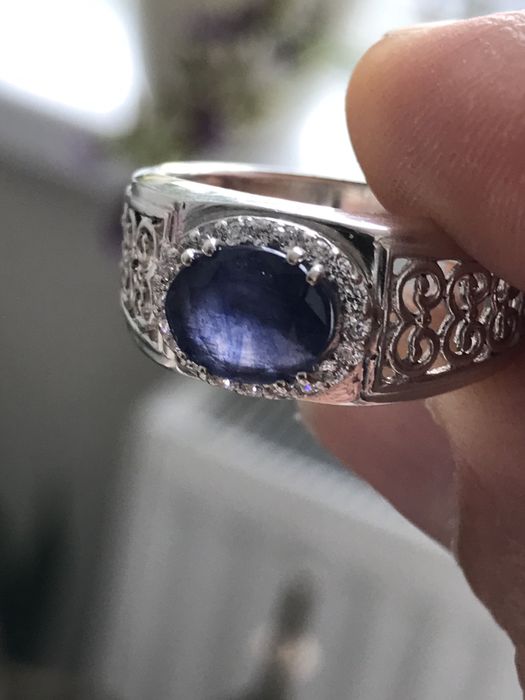 Кольцо перстень сапфир серебро