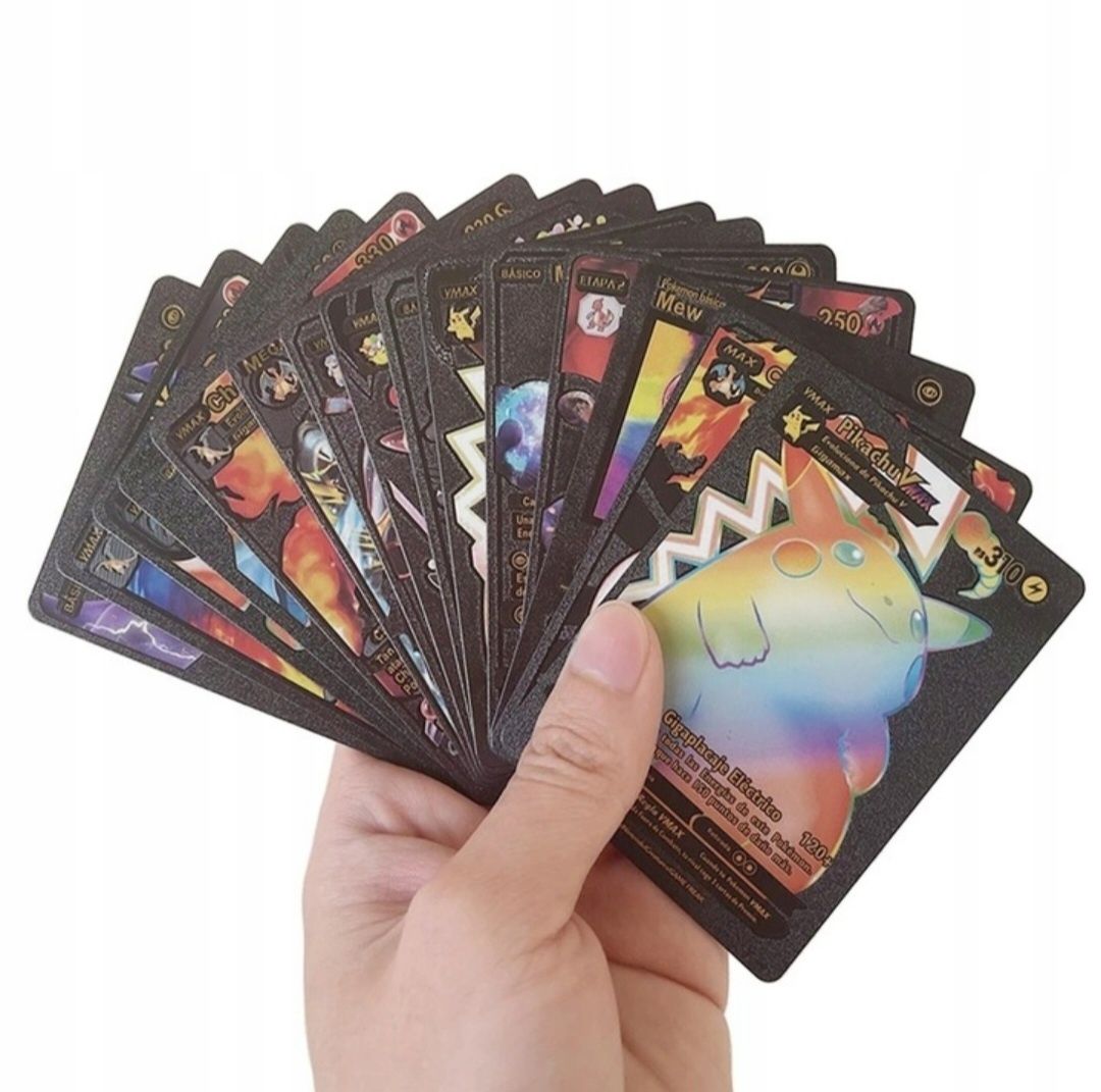 Zestaw 55 plastikowych kart Pokemon. Czarna edycja!