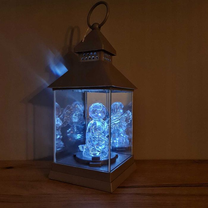 Znicz elektryczny Anioł latarenka aniołek ozdoba szary