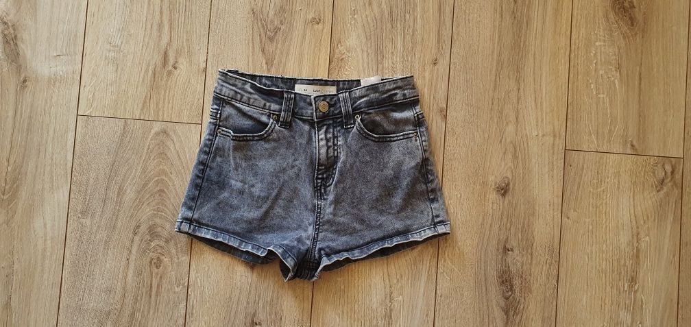 Spodenki damskie z wysokim stanem szare lucy denim 34 xs jak nowe