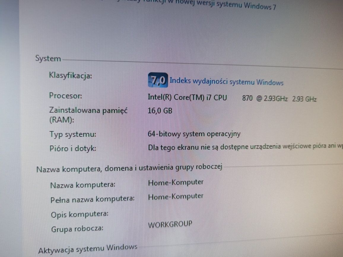 Komputer Intel I7 16gb SSD i HDD NVIDIA system Windows dvd