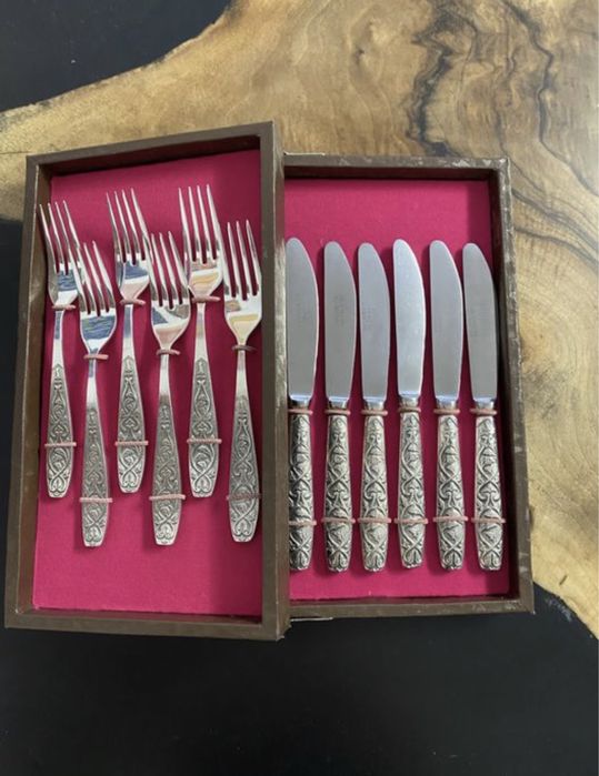 Zestaw sztućców, sztućce posrebrzane, nowe, nieużywane