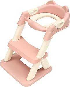 Drabinka toaletowa dla dzieci 2w1 składana z podnóżkiem różowa