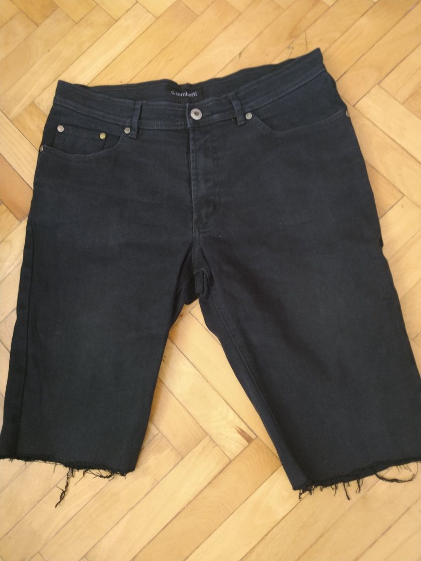 Czarne spodenki męskie jeans 92 w pasie
