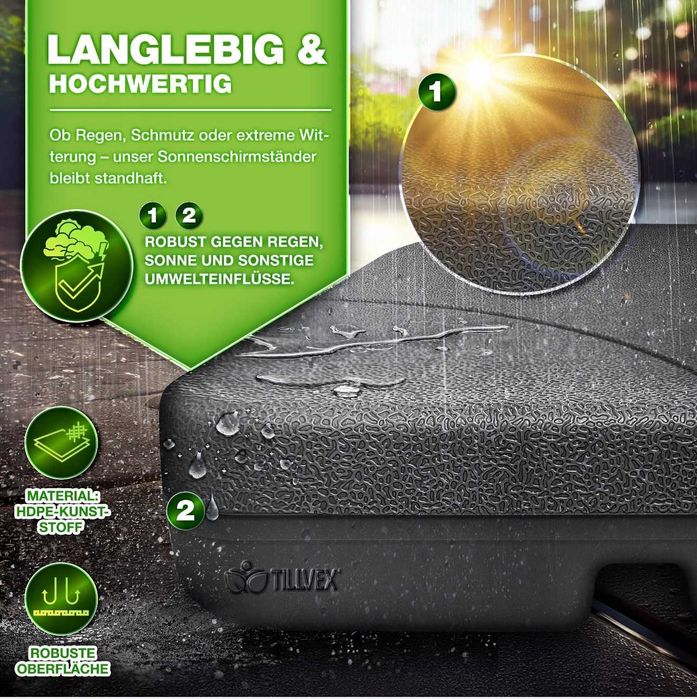 Podstawa obciążenie do parasola ogrodowego 60L 80kg 105x105cm antracyt