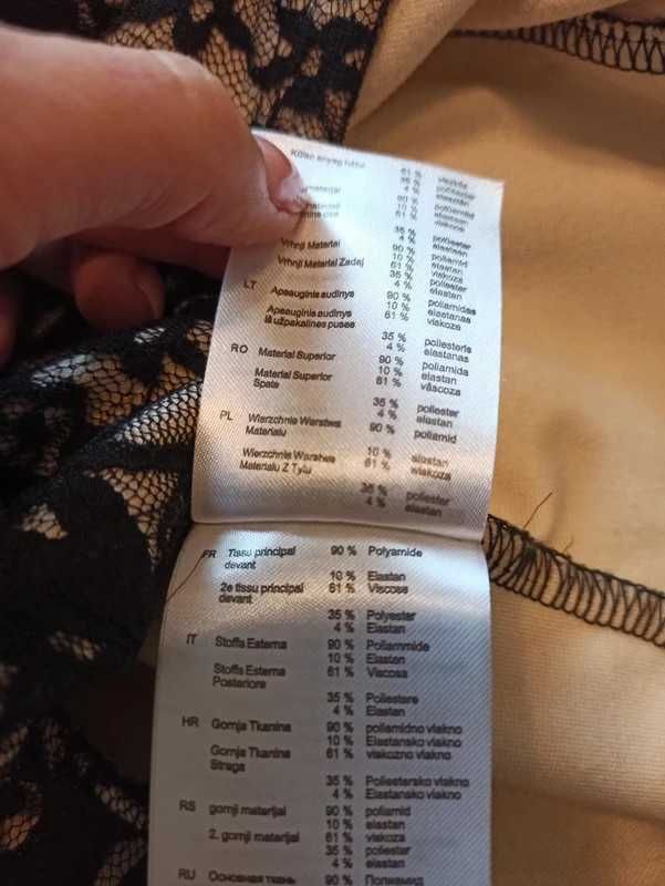 Koronkowa ciepła elegancka sukienka przed kolano r.36