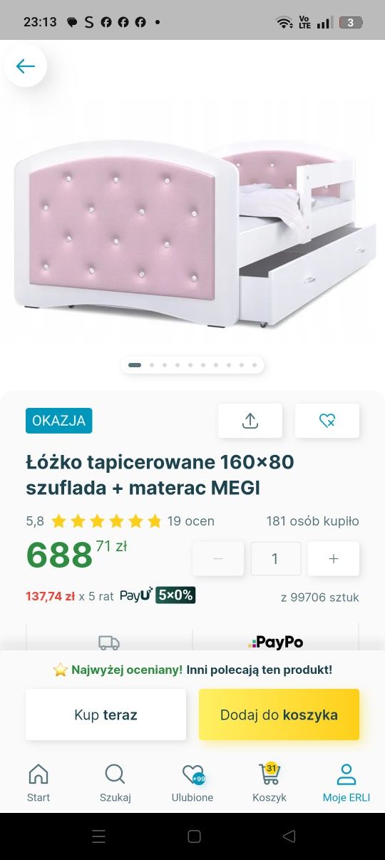 Łóżko dla dziewczynki
