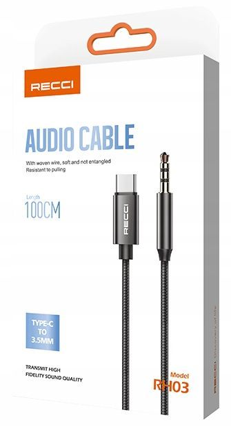 Kabel Przejściówka Adapter Usb-C Typ C Aux Mini Jack 3,5Mm 1M Recci