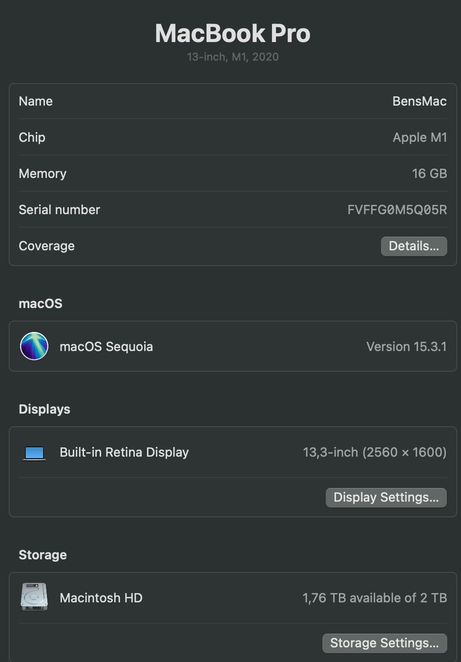 Macbook M1 Pro 16/2TB
