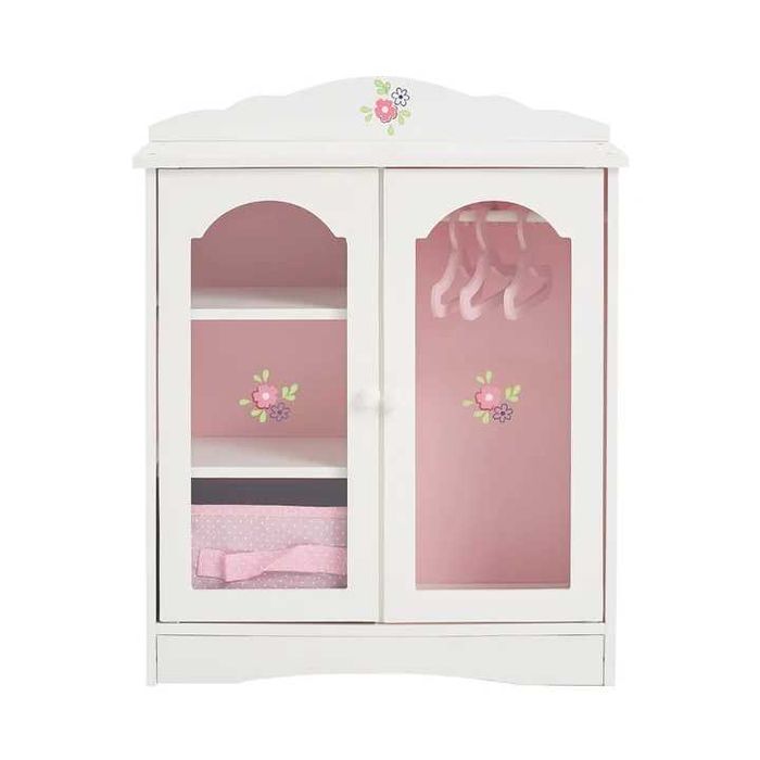 Szafa Na Zabawki Z Zawieszkami Dla Lalek 18"różowo szara