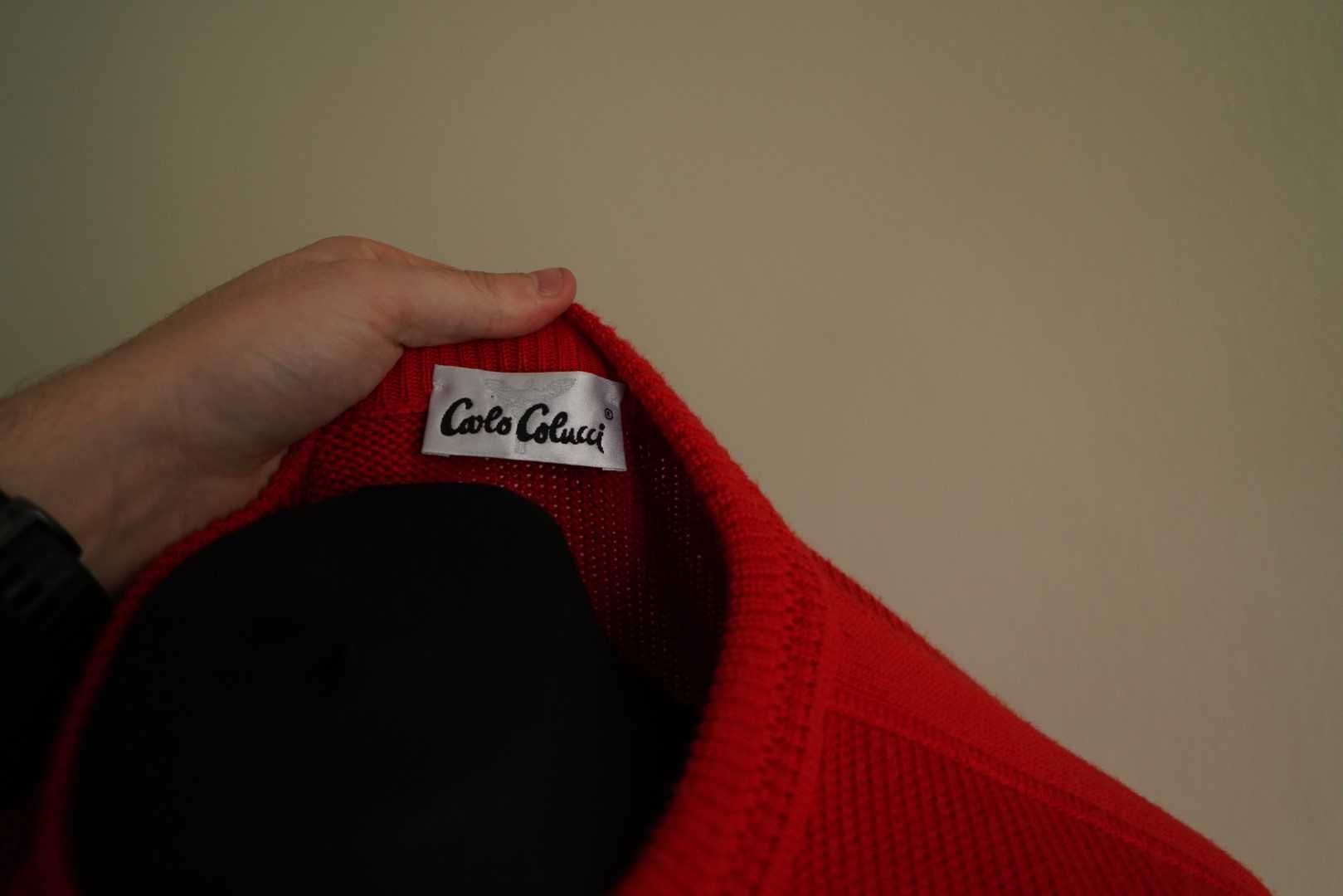 Carlo Colucci męskie czerwony sweter oversize XL