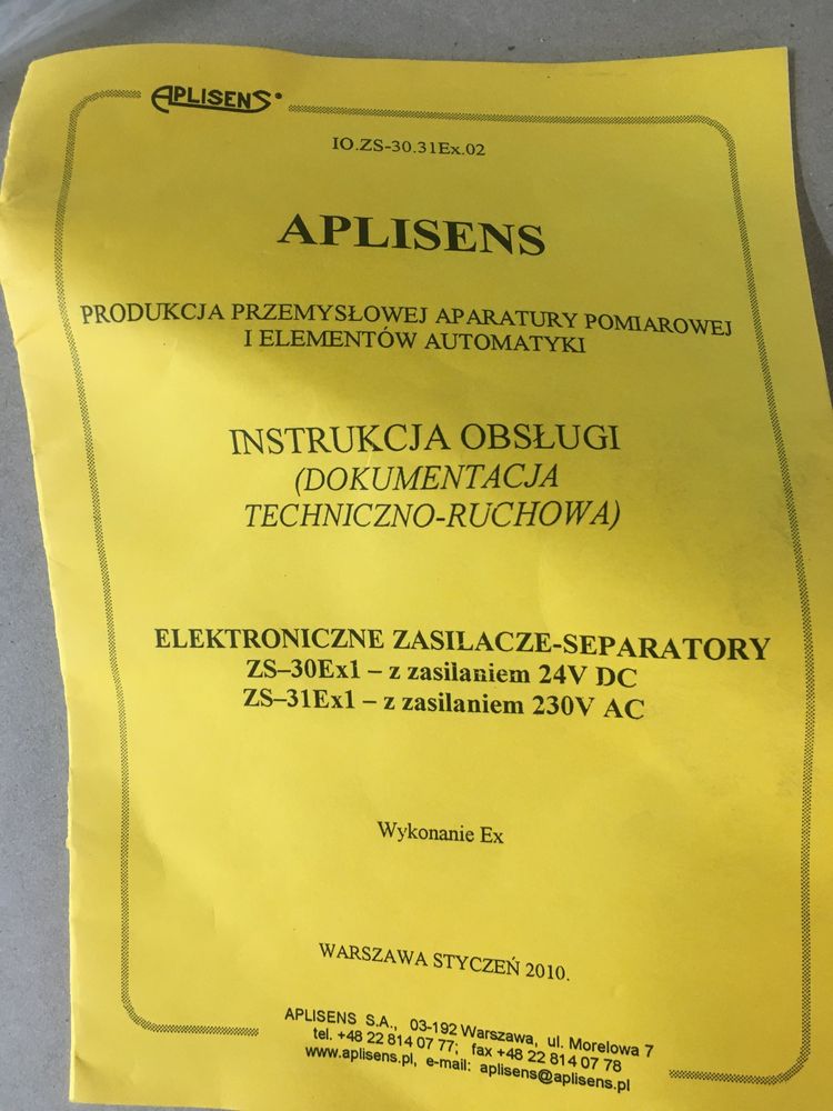 Iskrobezpieczny zasilacz-separator Aplisens ZS-30Ex1