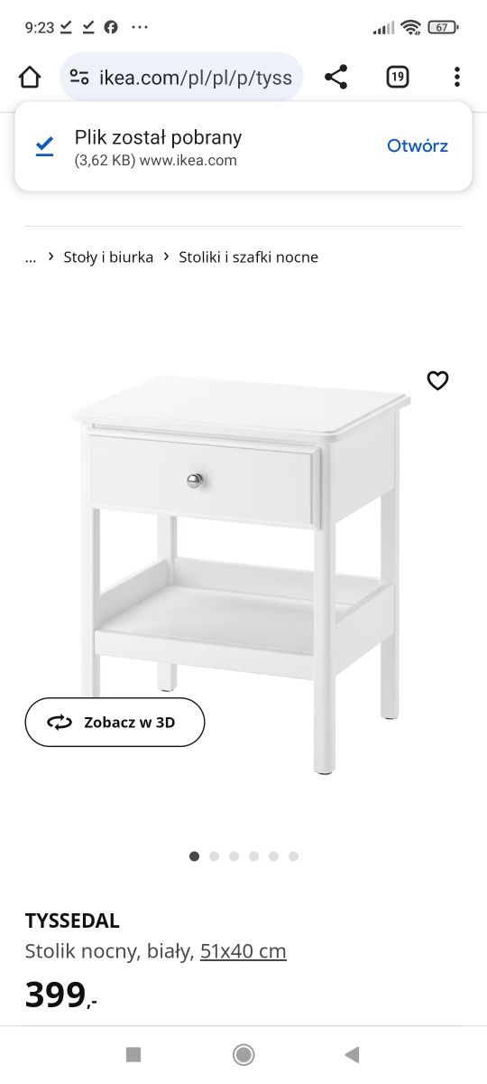 Stolik nocny szafka Ikea Tyssedal