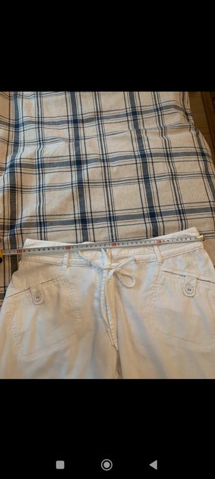 Białe spodnie len z domieszką bawełny rozmiar 40