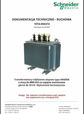 Transformator olejowy 630 kVA 15,75/0,42
