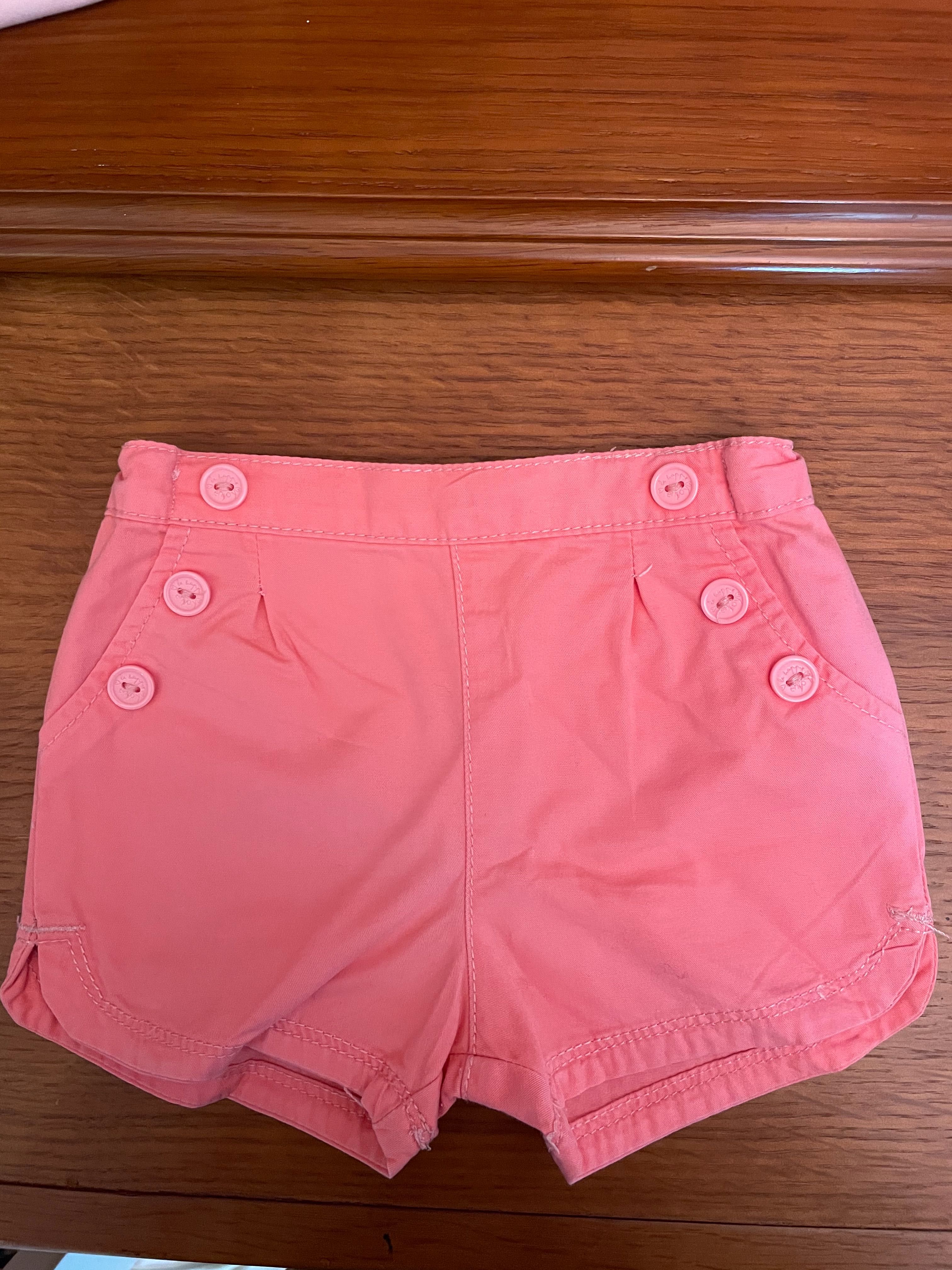 Short cor rosa para bebé menina 9/12 meses