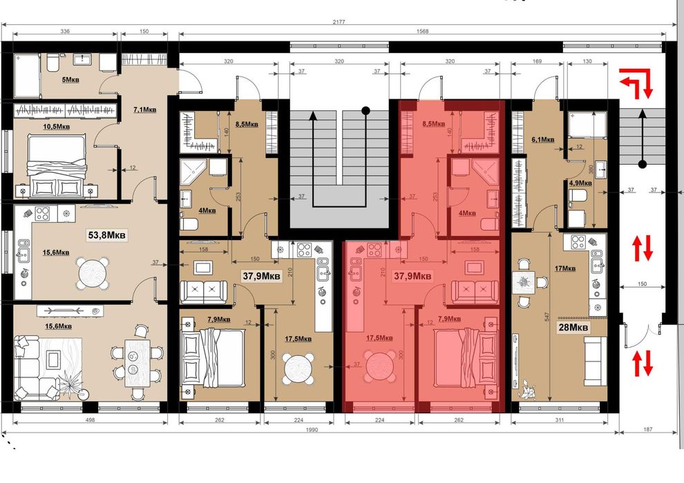 Однокімнатна квартира 37.9 м2 жк "Comfort House"
