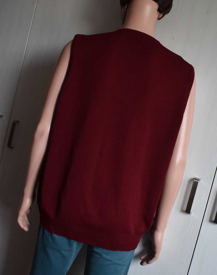 Kamizelka wełniana 56 L XL wełna 50% elegancka blazer bordowa męska