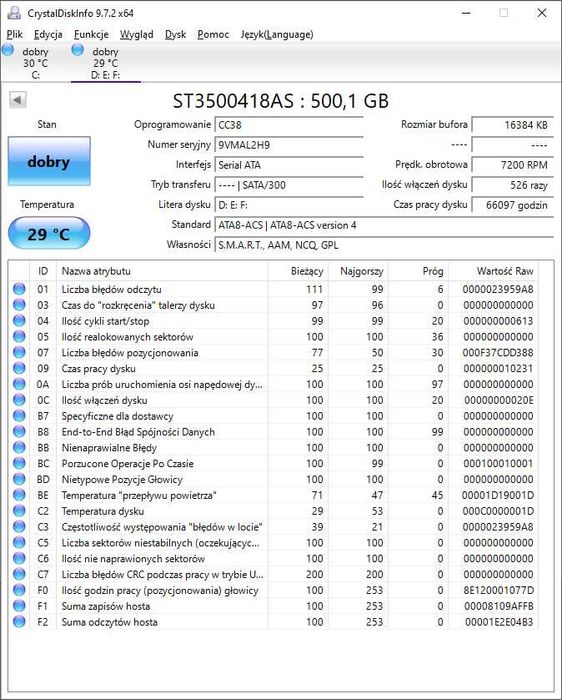 HDD 500GB, używany