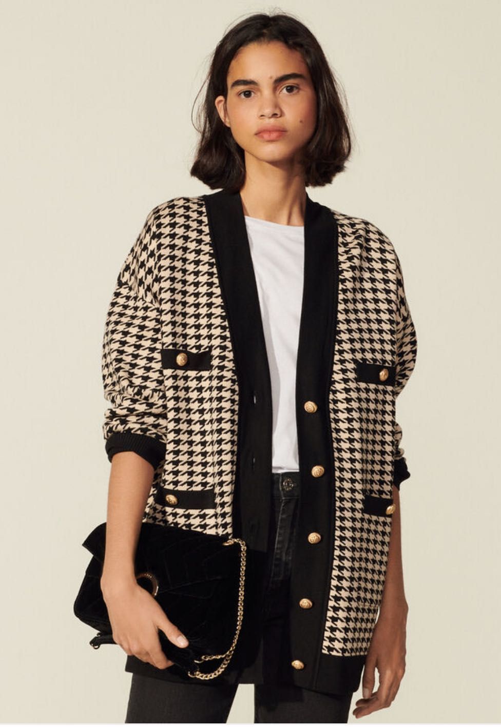 Кардиган Sandro Oversized Houndstooth Cardigan розмір 2