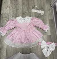 Детское платье с воротником на годик 80 см