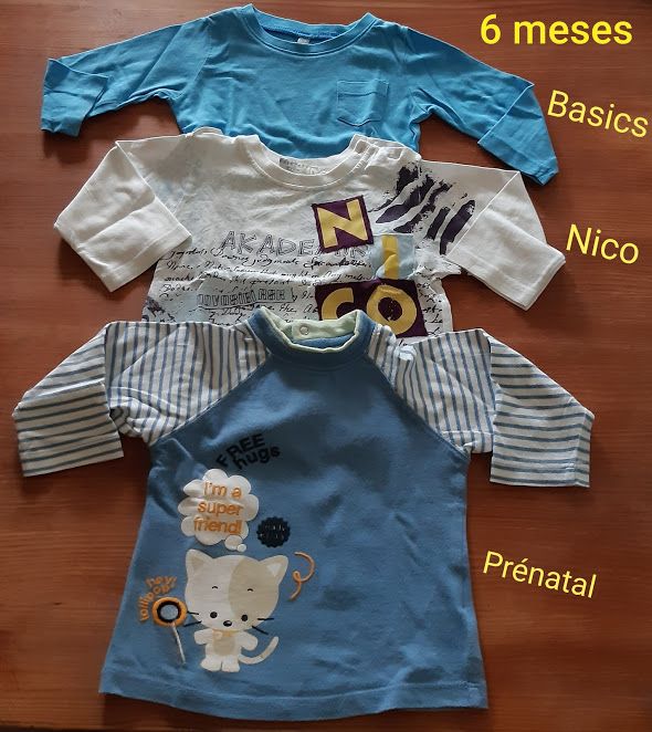 Lote roupa (2 calças de ganga e 3 Sweats) - bebé, menino, 6 meses