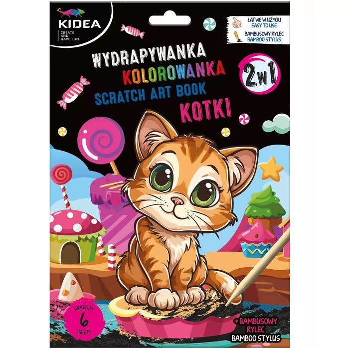 Wydrapywanka I Kolorowanka 2W1 Pojazdy Kidea + Patyczek  Nowa