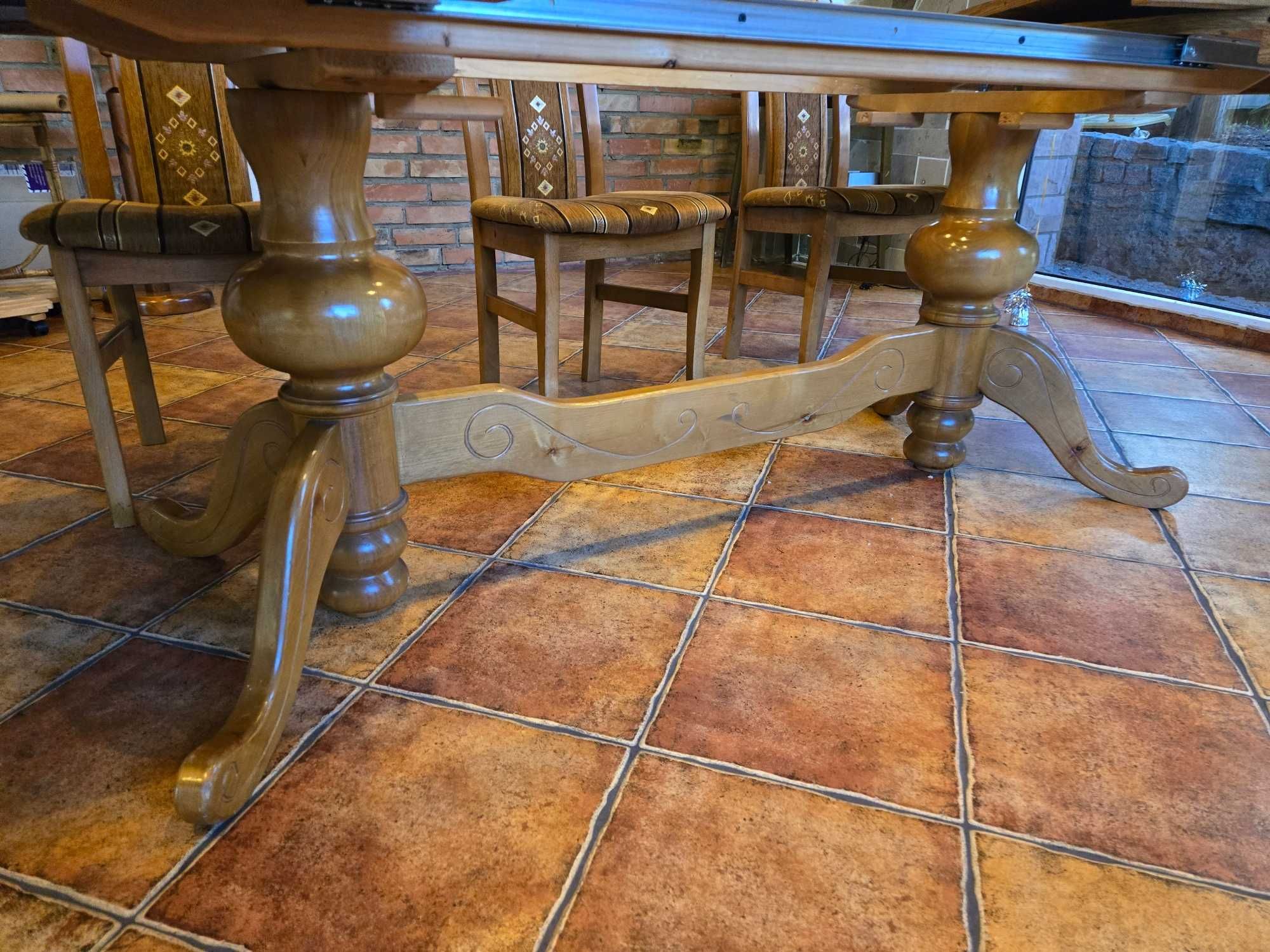 Stół dębowy z krzesłami rozkładany duży solidny 280x90